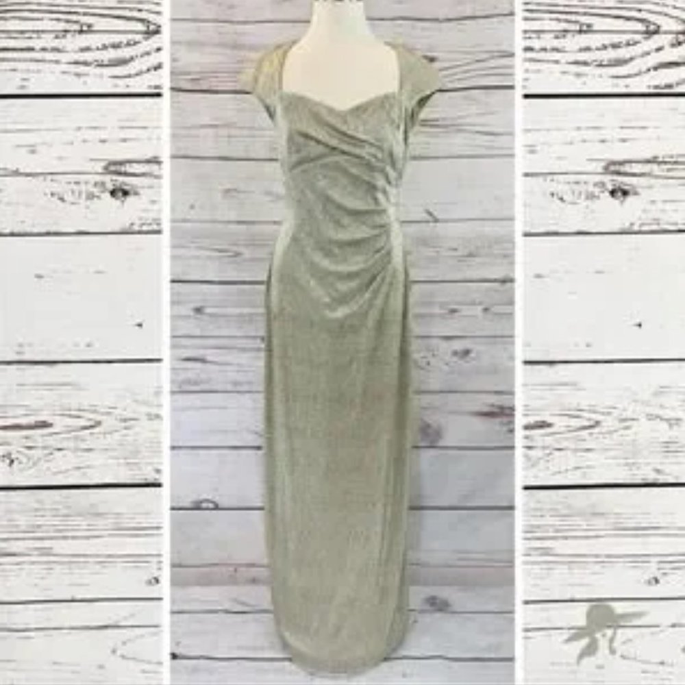 Lauren Ralph Lauren Evenings Light Gold Metalic Long Size 10